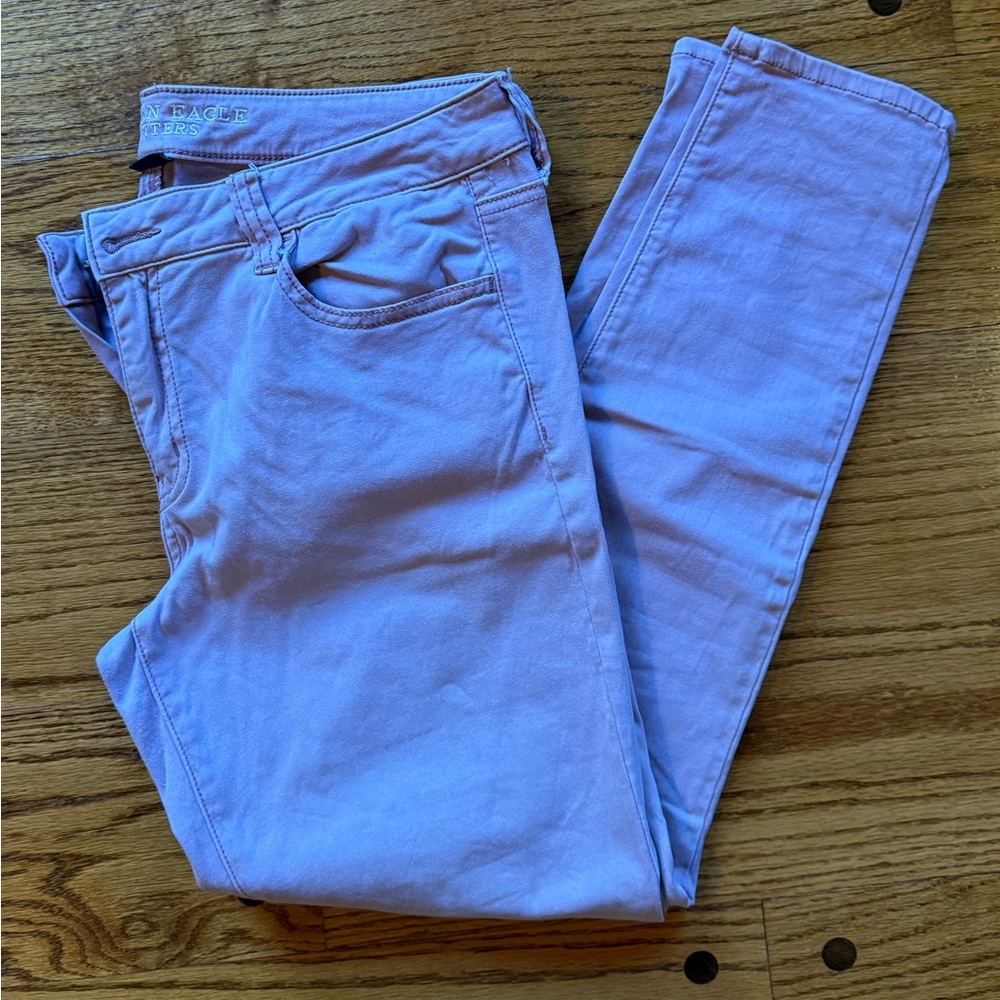 American Eagle Light pink 14 regular sateen jegging jean